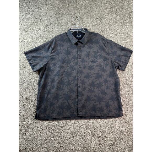 Nat Nast Hawaiian Shirt Mens XXL 2XL Black Brown Silk Blend Palm Tree Button Up* - Picture 1 of 12